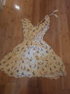 J for Justify Yellow Butterfly Tiered Sundress